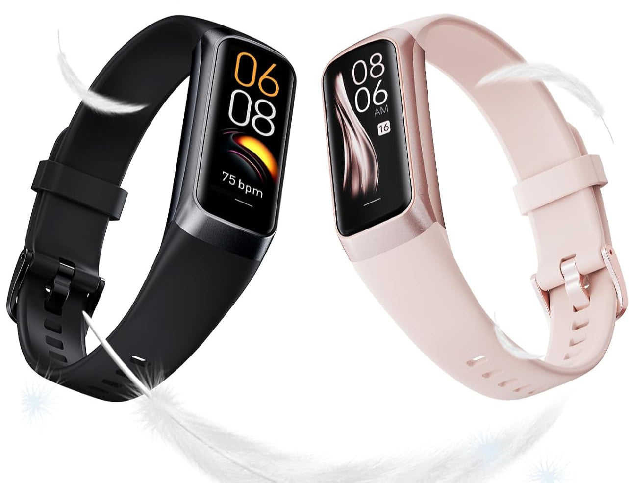 Keep Health Fitness Trackers for Women Men, Amoled Fitness Tracker for Android&Ios, Alarm Stopwatch Fitness Tracker with Blood Pressure Monitor, Calories Burned IP68 Waterproof Fitness Step Tracker